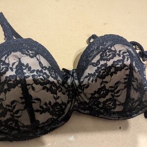 Adore Me Black Lace Bra with Underwire and Molded Cups
